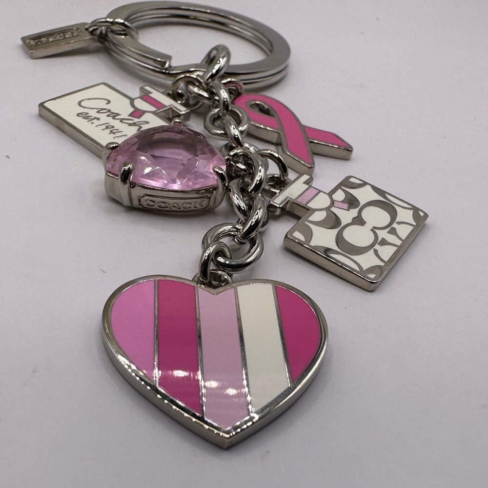 New Coach Multi Charm Breast Cancer Keychains